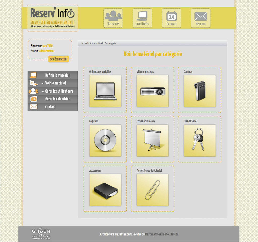 Interface Administrateur 1/2